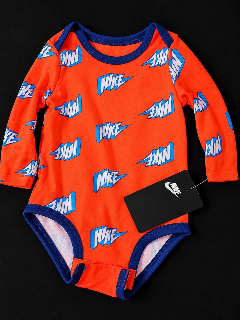 Nike Orange and Blue Long Sleeve Baby Bodysuit